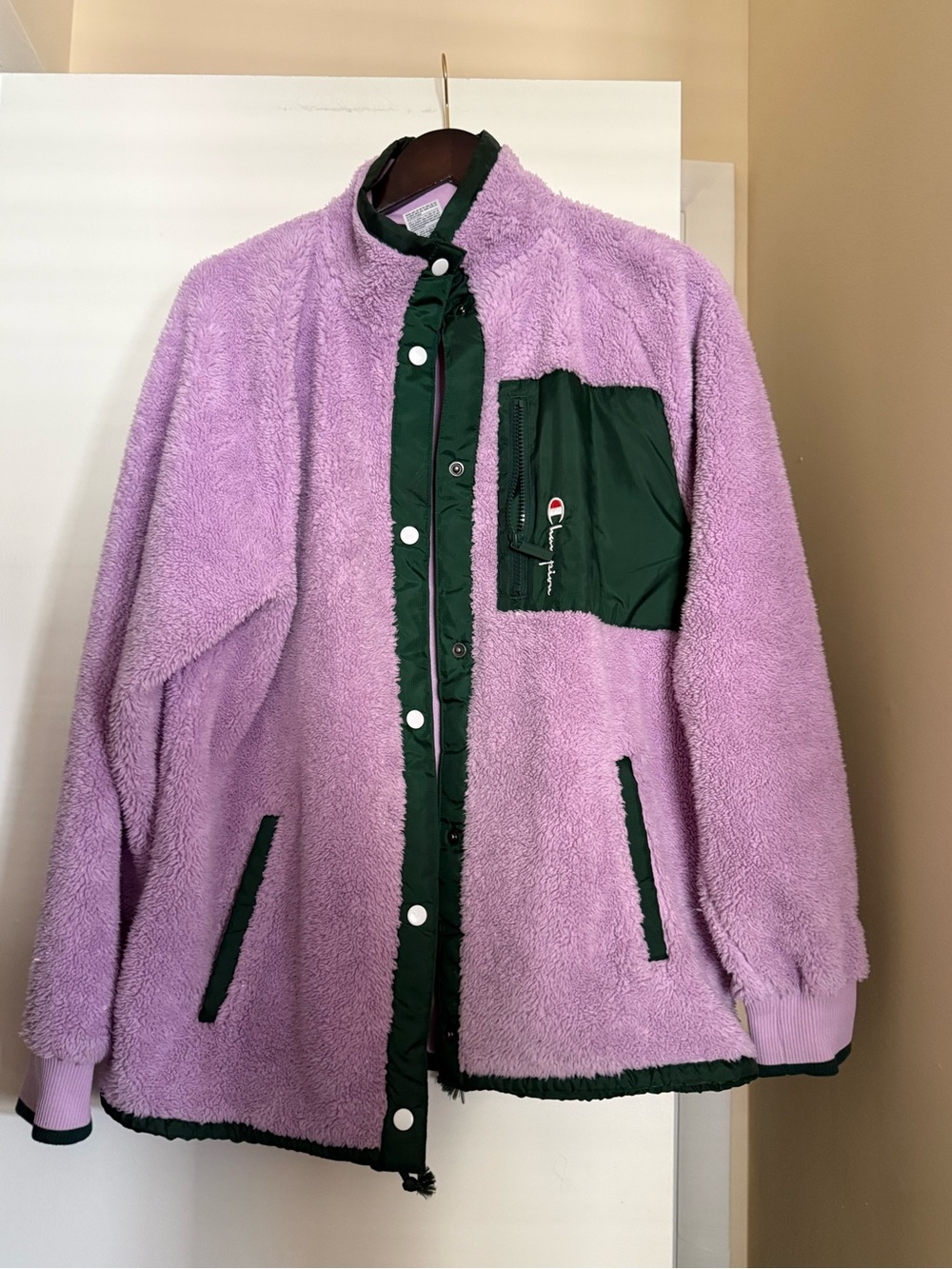 Champion x Urban Outfitters Exclusive Sherpa Coach Jacket Lavender Size Medium